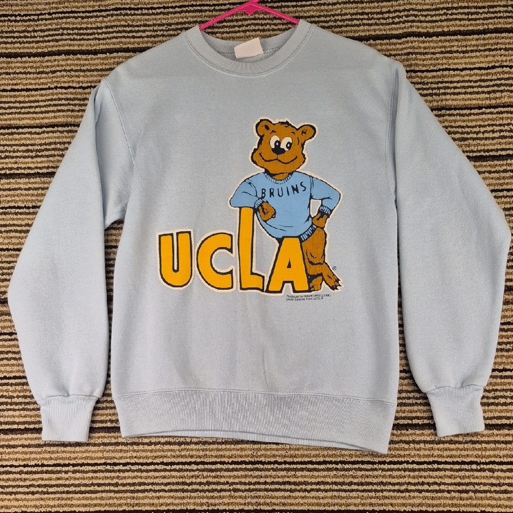 UCLA Bruins Collegiate Mascot Light Blue Vintage Crewneck‎ Sweatshirt Large VTG